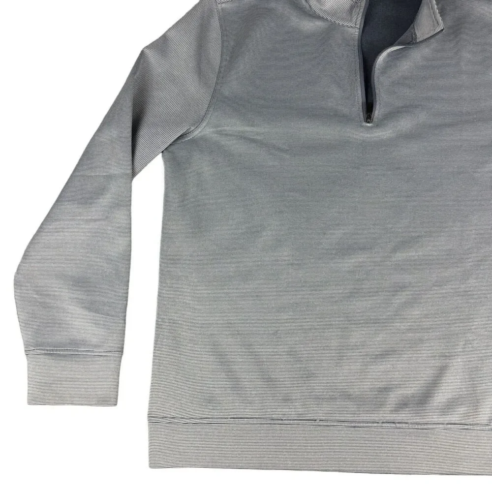 Hickey Freeman Pullover Men's Large Gray Long Sleeve 1/4 Zip Jacket Striped Golf